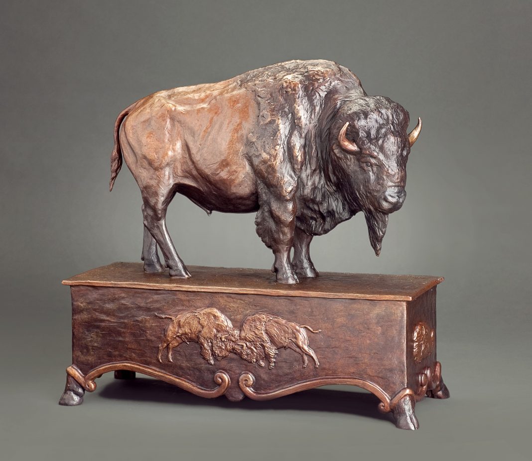 Mary Ross Buchholz Patriarch Of The Plains buffalo bison wildlife western bronze sculpture