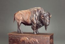 Mary Ross Buchholz Patriarch Of The Plains buffalo bison wildlife western bronze sculpture