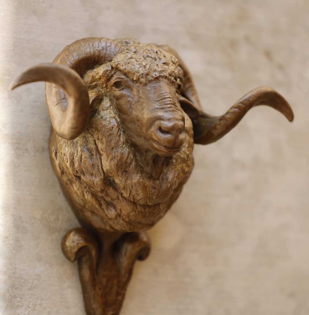 Mary ross Buchholz Sheep Buck Hat Hook wildlife bronze hot holder western sculpture