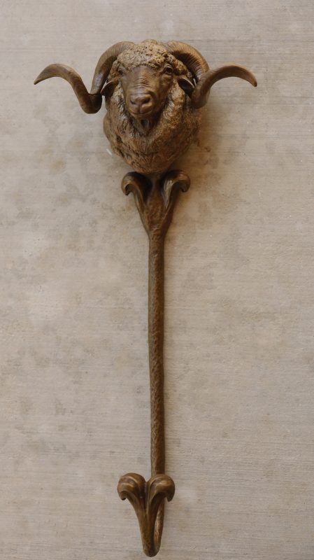 Mary ross Buchholz Sheep Buck Hat Hook wildlife bronze hot holder western sculpture full