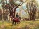 Robert Meyers "Lower Cow Pastures" cowboy horse equine cattle cows calf ranching cowboying western oil painting landscape