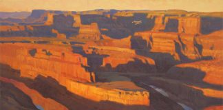 Roy Grinnell "Passing Dead Horse Point" oil painting western landscape oil painting gorge canyon