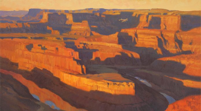 Roy Grinnell "Passing Dead Horse Point" oil painting western landscape oil painting gorge canyon