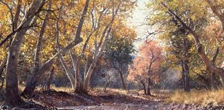 Francois Koch November Morning western landscape trees stream river brook