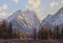 Francois Koch The Teton Range Wyoming mountains landscape western oil painting