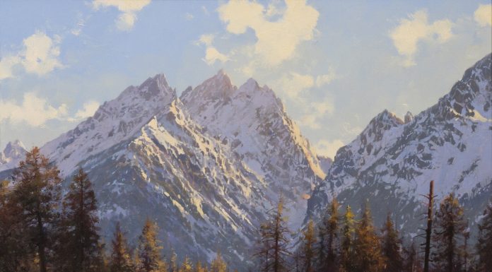 Francois Koch The Teton Range Wyoming mountains landscape western oil painting