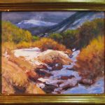 Lorenzo Chavez Canyon de Domingo Baca snow mountains stream western landscape oil painting New Mexico framed