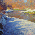 Lorenzo Chavez Along The Cherry Creek river stream brook snow high mountain western oil painting