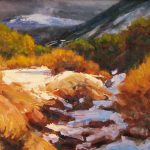 Lorenzo Chavez Canyon de Domingo Baca snow mountains stream western landscape oil painting New Mexico