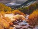 “Canyon de Domingo Baca” Lorenzo Chavez Lorenzo Chavez Canyon de Domingo Baca snow mountains stream western landscape oil painting New Mexico