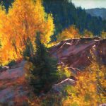 Lorenzo Chavez High Country Aspen wilderness landscape pastel Plein Aire birch tree pine mountain landscape painting