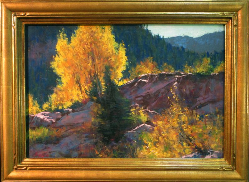 Lorenzo Chavez High Country Aspen wilderness landscape pastel Plein Aire birch tree pine mountain landscape painting framed