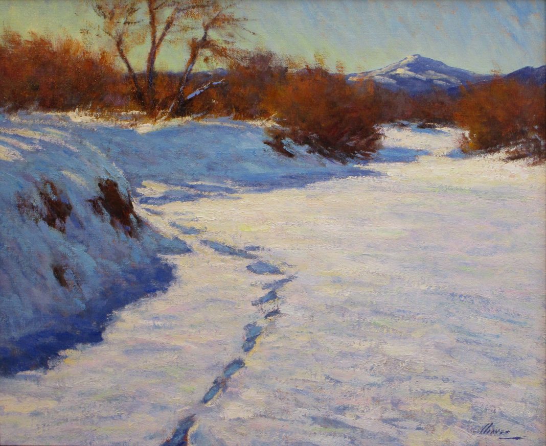 Lorenzo Chavez Midday Light In Winter snow trees Cherry Creek Colorado landscape oil painting