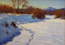 Lorenzo Chavez Midday Light In Winter snow trees Cherry Creek Colorado landscape oil painting