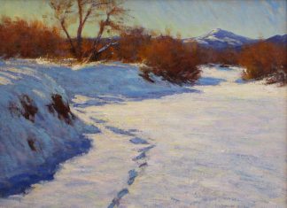 Lorenzo Chavez Midday Light In Winter snow trees Cherry Creek Colorado landscape oil painting