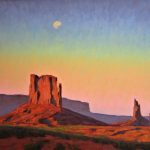 Lorenzo Chavez Moonrise At Dusk Monument Valley Arizona Utah moon western oil painting