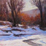 Lorenzo Chavez Platte River Winter Colorado landscape snow wilderness forest stream brook river pastel painting
