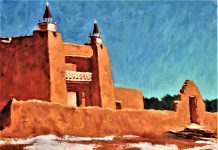 Lorenzo Chavez San Jose Church New Mexico adobe religion architecture oil painting