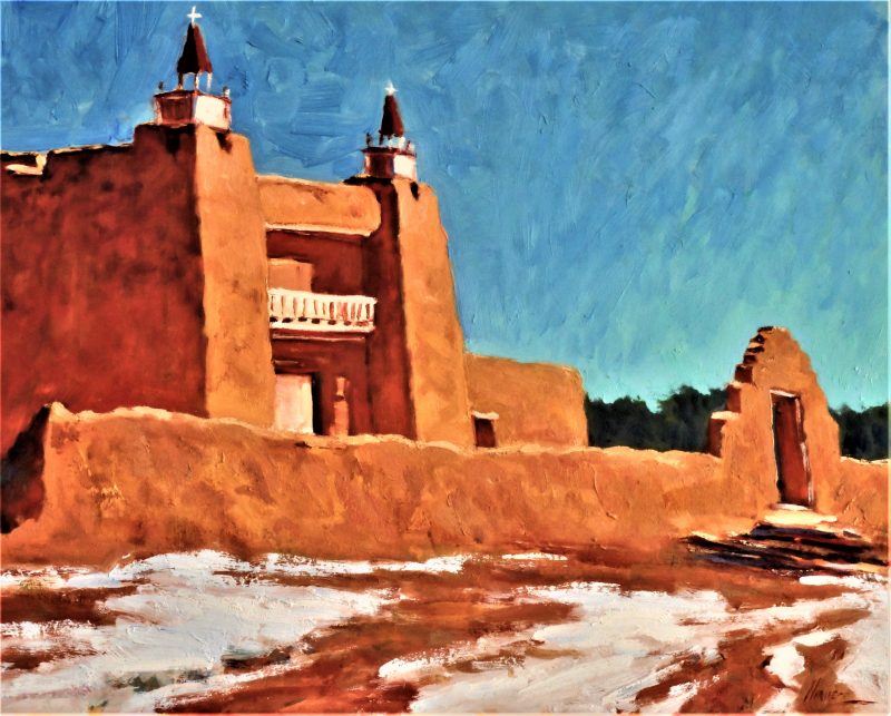 Lorenzo Chavez San Jose Church New Mexico adobe religion architecture oil painting