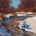 Lorenzo Chavez Spring Creek snow high mountains stream river western landscape oil painting