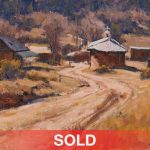 Lorenzo Chavez Sun Silence and Adobe New Mexico landscape architecture oil painting church sold