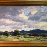 Lorenzo Chavez The Days Ahead storm clouds ominous dark sky mountain prairie pastel landscape painting framed