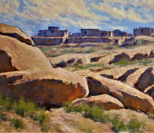 Lorenzo Chavez Third Mesa Arizona Native American civilization village architecture western oil painting