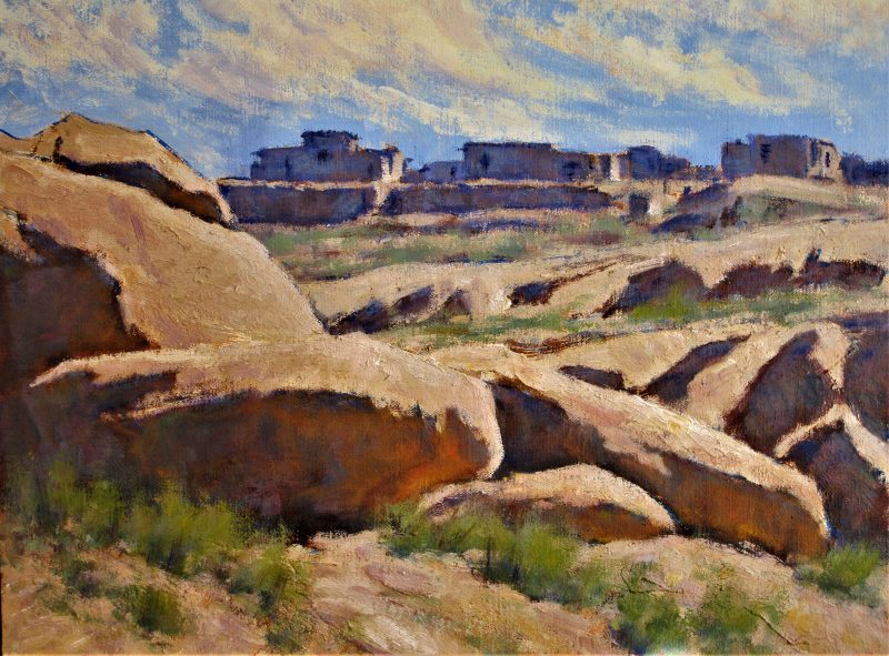 Lorenzo Chavez Third Mesa Arizona Native American civilization village architecture western oil painting