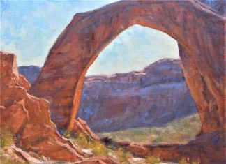 Lorenzo Chavez Trail To Rainbow Bridge western rock formation Lake Powell Arizona landscape oil painting