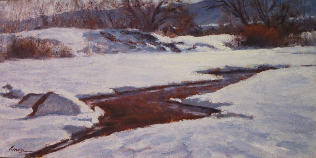 Lorenzo Chavez Winter Along The Platte river stream brook snow landscape oil painting
