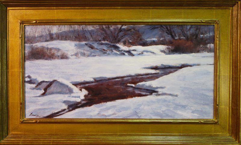 Lorenzo Chavez Winter Along The Platte river stream brook snow landscape oil painting framed