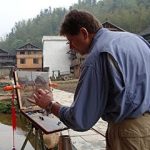 Gene Costanza painting on location China plein air oil painting