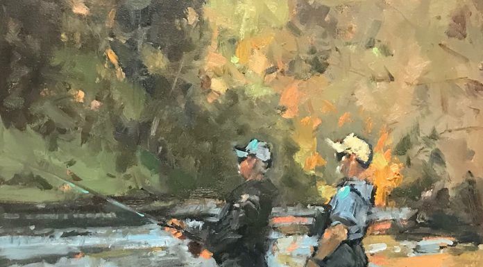 Gene Costanza Any Second Now fishing fly fish Scott Christensen stream river landscape oil painting