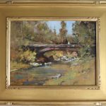 Gene Costanza Bridge In The Woods river stream landscape oil painting framed