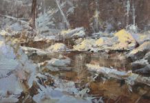 Gene Costanza Frigidaire snow creek river brook Idaho Tetons Fox Creek landscape oil painting