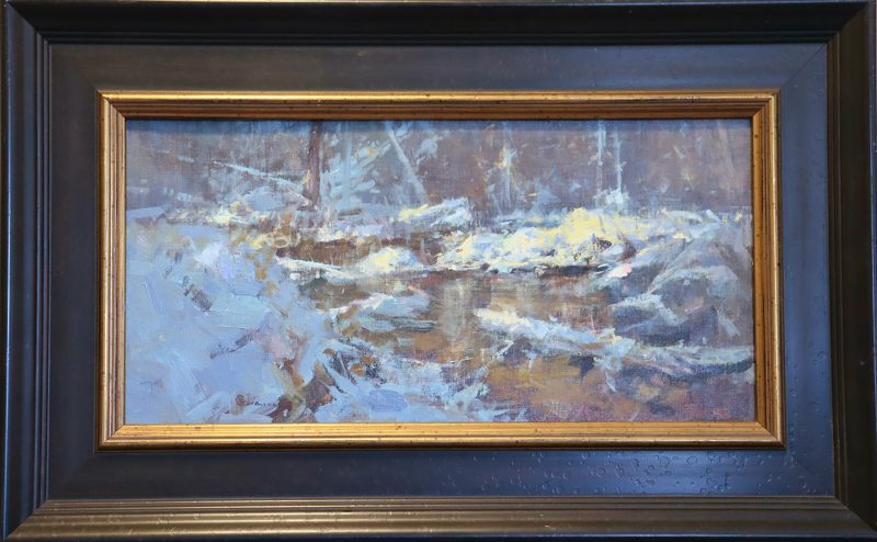 Gene Costanza Frigidaire snow creek river brook Idaho Tetons Fox Creek landscape oil painting framed