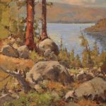 Gene Costanza Over Emerald Bay Lake Tahoe Nevada lake trees mountains rocks western landscape oil painting