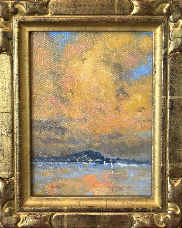 Gene Costanza Sailing St. John United States Virgin Island boat sailboat clouds island Pacific Atlantic Ocean Caribbean Sea seascape landscape oil painting framed