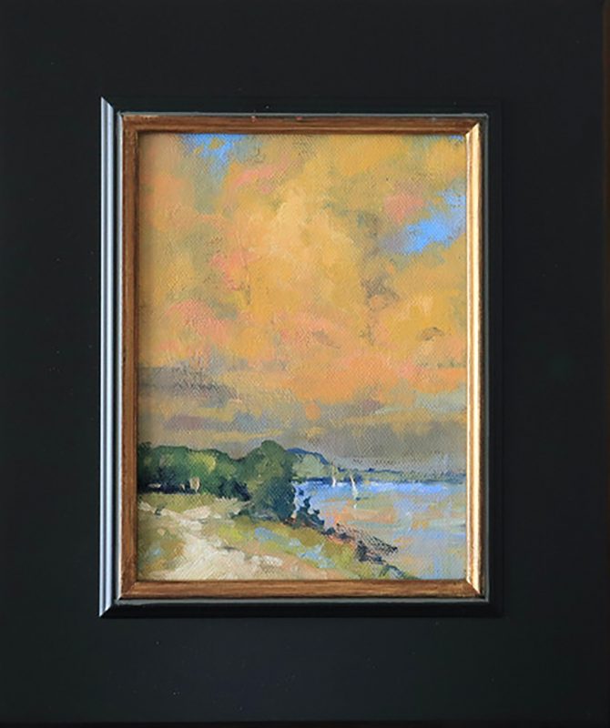Gene Costanza Sailing St. John United States Virgin Island boat sailboat clouds island Pacific Atlantic Ocean Caribbean Sea seascape landscape oil painting framed