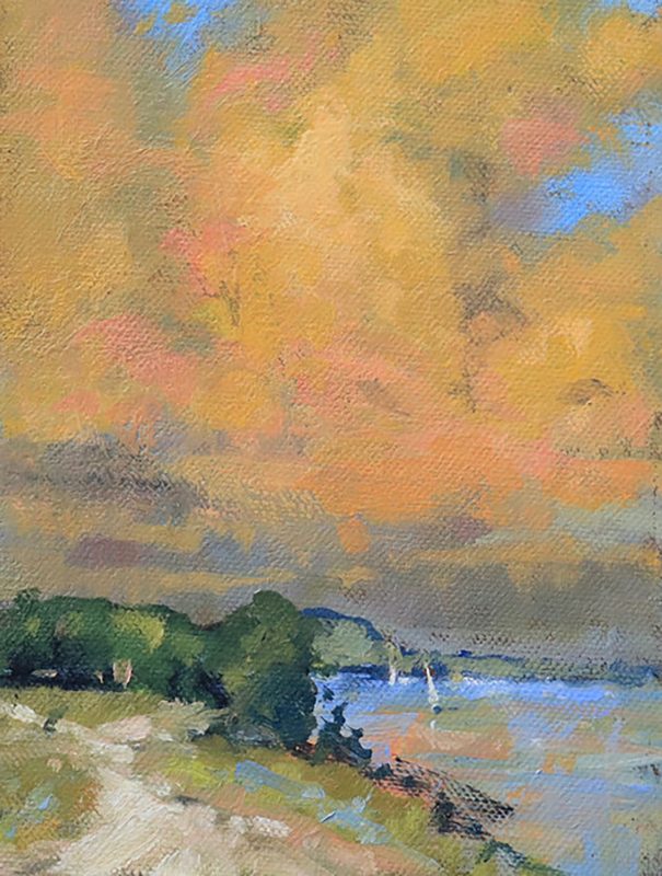 Gene Costanza Sailing St. John United States Virgin Island boat sailboat clouds island Pacific Atlantic Ocean Caribbean Sea seascape landscape oil painting