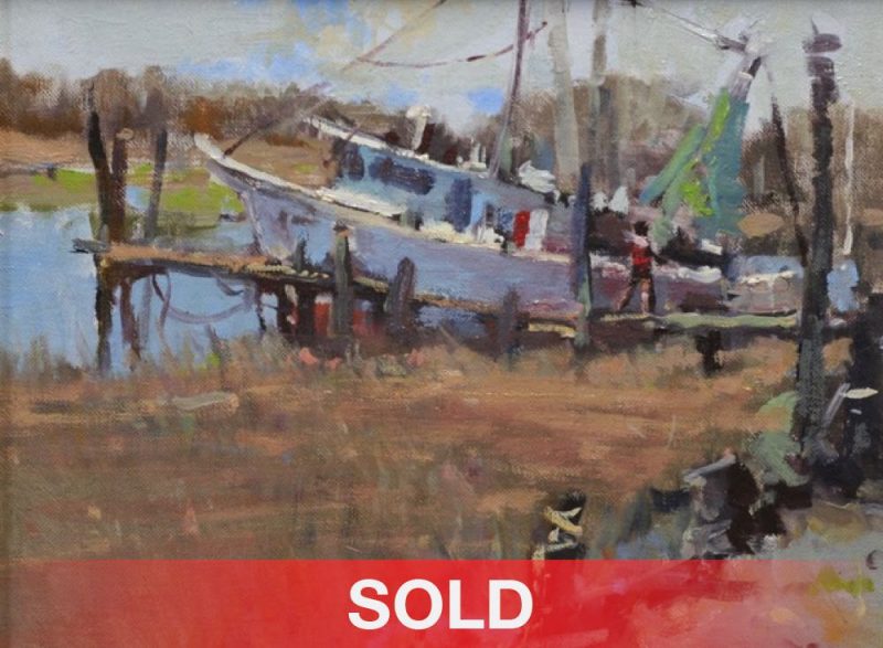 Gene Costanza Shrimper fishing boat oil painting