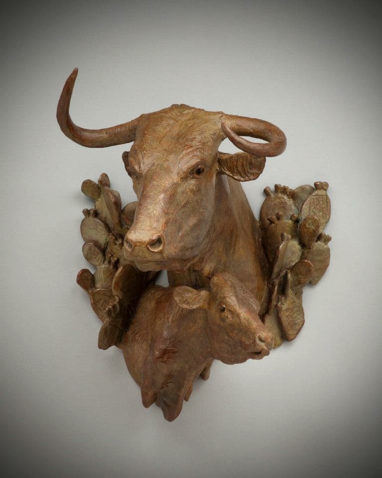 Jason Scull Brush Country Madonna longhorn cattle cow western bronze sculpture