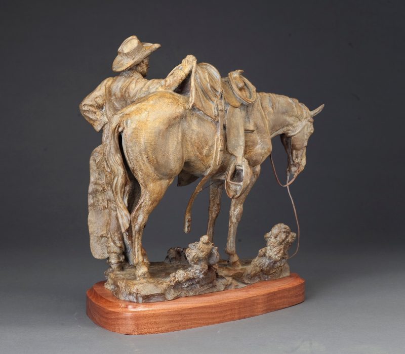 Jason Scull Coolin' His Back cowboy horse saddle ranch range farm western bronze sculpture back