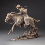 Jason Scull Wild Cows and Wilder Men cowboy cow longhorn calf action western bronze sculpture cowboy