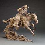 Jason Scull Wild Cows and Wilder Men cowboy cow longhorn calf action western bronze sculpture front