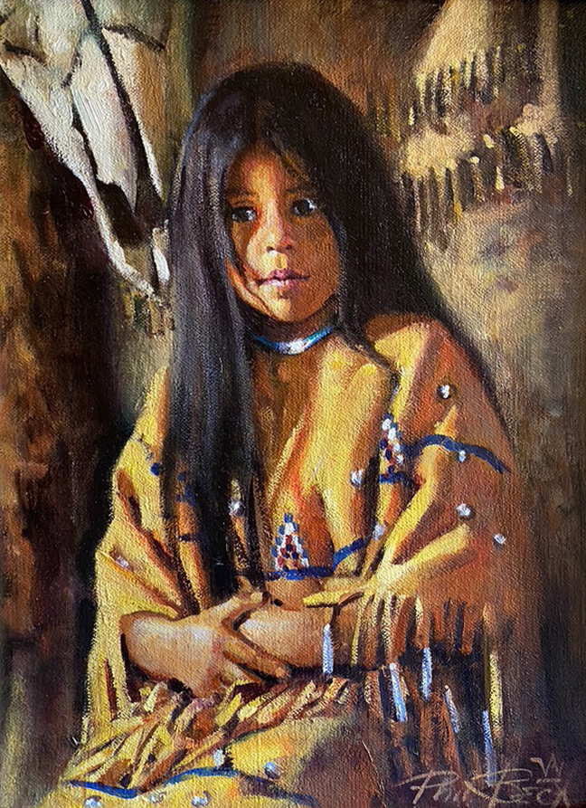 Phil Beck Treasures Past Native American girl portrait western painting