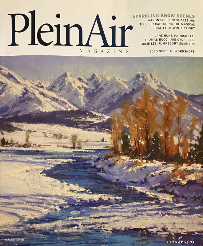 Aaron Schuerr Plein Air Magazine cover March 2020 art publication landscape