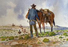 Curtis Wingate Roundup cowboy horse cattle western watercolor painting