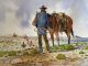Curtis Wingate Roundup cowboy horse cattle western watercolor painting