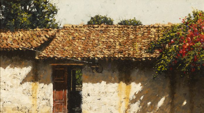 George Hallmark George Hallmark adobe Mexico architecture oil painting